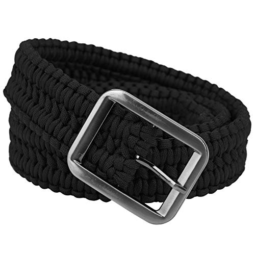 Cinturón de Camping Paracord Tejido a Mano Negro para Senderismo Outdoor