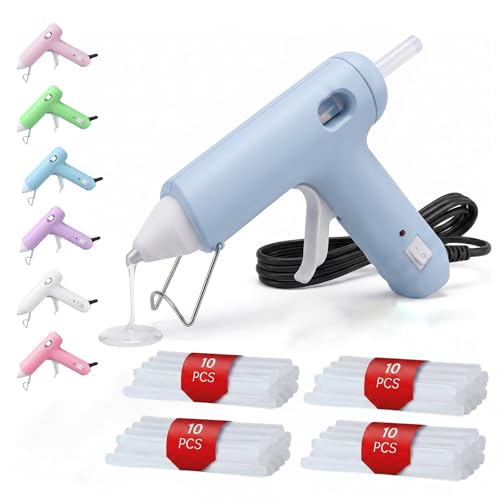 Image of Mini Hot Glue Gun Kit with 40 Glue Sticks - 20W Fast Preheating, Hot Glue Gun and Sticks Set for DIY Arts, School Crafts and Quick Home Repairs - Blue