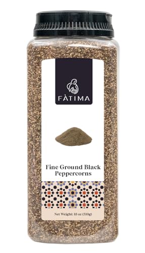 FÃ tima Fine Ground Black Peppercorns | 100% Pure Black Pepper Powder | Freshly Ground, Aromatic & Bold Flavor | Non-GMO Pantry Staple | Essential Spice for Cooking & Seasoning - 18 Oz