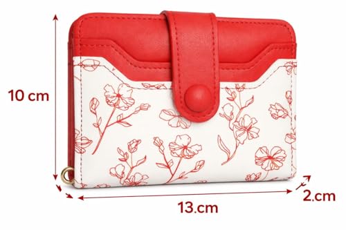 محفظة بناتي جلد صناعي , محفظة حريمي ثنائية الطي , محفظة نسائي متعددة الجيوب , تصميم أنيق عملي (RED)