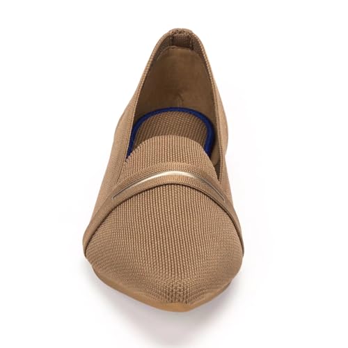Image of Frank Mully Women's Casual Loafer Flats Slip On Loafer Shoes Comfortable Knit Flat Shoes Classics Pointy Toe Loafer Flats,for Work,Travel