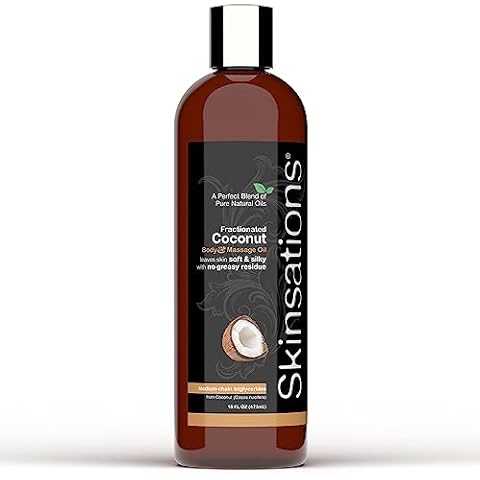 Skinsations Fractionated Coconut Oil 16oz | Natural Massage and Body Oil for Skin and Hair, Lightweight Carrier Oil for Essential Oil Aromatherapy Cover