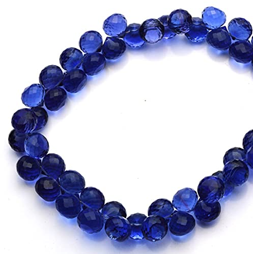 Quartz bleu tanzanite 10mm en fil de perles oignon briolette pour création de bijoux artisanaux