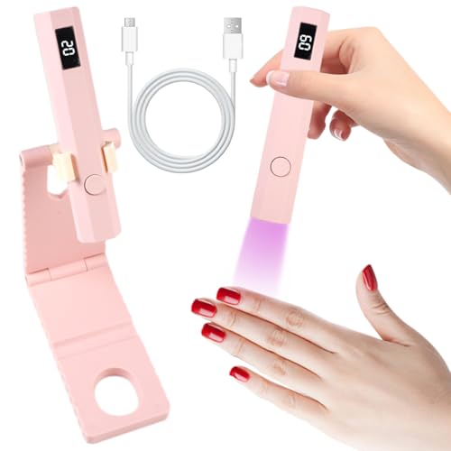 WhizNook Mini Lampara UV Led Uñas 3W, 20/60S Lampara Uñas Semipermanentes, Lámpara de Uñas, con Soporte Plegable, UV Portátil et Recargable, para Manicura, Gel DIY Arte de Uñas