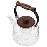 SHINEOFI Teiera in Vetro Resistente al Calore per Fornello Gas Design Trasparente Unico con Funzione Vapore e Infusione Integrata per Tè Sfuso e Uso Domestico