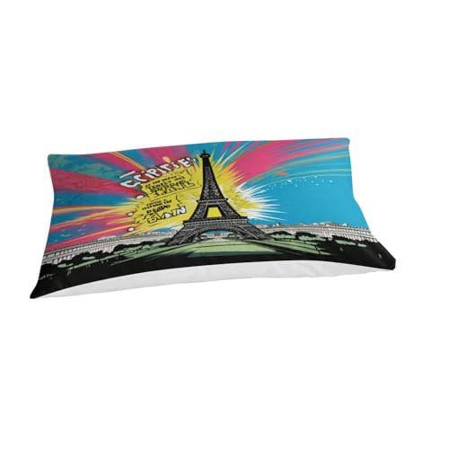 Housse de couette Tour Eiffel en microfibre douce et taies d'oreiller imprimées 3D - 6