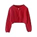 Baby Cropped Knit Cardigan Shrugs Sweaters Toddler Girls Casual Long Sleeve Button Down Sweaters Baby Red 4-5 Years
