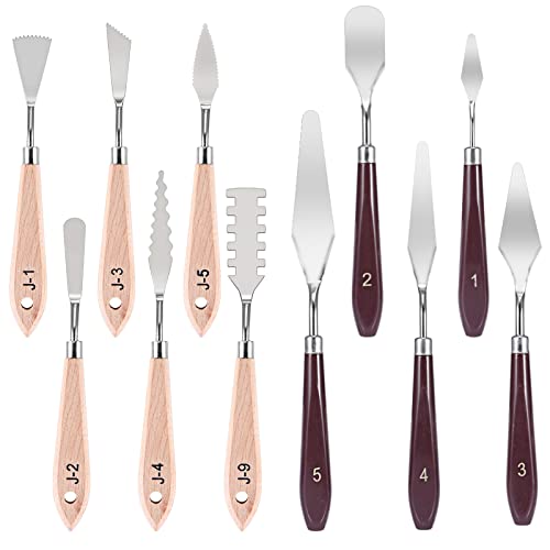 Espatulas Pintura Acrilica Set Siumir 11 PCS Pintura al óleo de Acero Inoxidable del Cuchillo para Pintura Gouache, Pintura Corporal, Pintura Rupestre