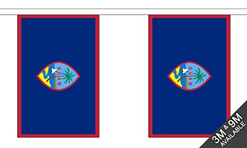 Flagtex Guam Fabric Bunting – 9m with 30 Flags – Fabric for Indoor & Outdoor Use – String Flags Banners Guamanian Micronesia Pacific US Territory