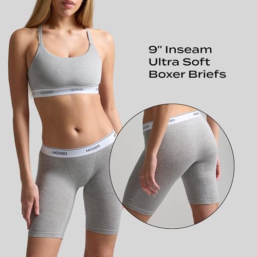 Image of Woxer Womens Boxers - Biker 9 inch Boy Shorts Underwear for Women, Modal Boxer Briefs, Chafe Free, Womens Underwear