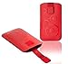 Produktbild Handytasche Circle rot geeignet für BQ Aquaris U Plus - Handy Tasche Schutz Hülle Slim Case Cover Etui mit Klettverschluss und Gürtelschlaufe