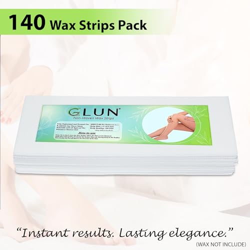 Image of GLUN 140 Piece Hair Removal Wax Strips, Nonwoven White Strips for Smooth Hair-Free Skin, Gentle & Effective Body and Facial Hair Removal for Women & Men