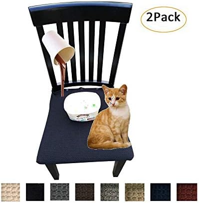 RELIABESTWaterproof Dining Chair Cover Protector - Pack 2 - Perfect for Pets, Kids, Elderly, Restaurants, Party - Machine Washable, Snugly Fit, Removable, Clean The Mess Easily (Black with Buttons)