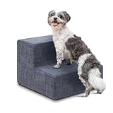 Best Pet Supplies Dog Stairs & Steps - Foam Steps for Small Dogs & Cats, Non-Slip Indoor Balanced Pet Step Support, Dog Ramp, No Assembly, Dark Gray Linen, 2-Step (12-inch Height)