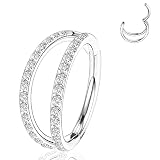 YEBOCIYO Piercing Septum Piercing Daith Piercing Tragus Piercing Hélix Doble Joyería CZ 16G 8mm Plata