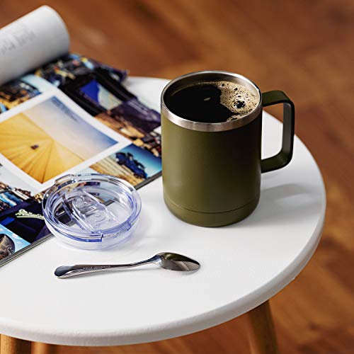 Meway 12Oz Coffee Mug With Handle 4 Pack Bulk,Stainless Steel Insulated Travel Tumblers With Sliding Lid,Double Wall Vacuum Camping Cup For Hot & Cold Drinks Tea (Army Green,Set Of 4) #TOP5