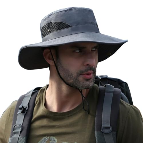 Image of Sun Hat for Men, Wide Brim Summer Protection Cap, Round Cap for Men, Beach Fishing Hat for Hiking, Fishing, Gardning, Travel