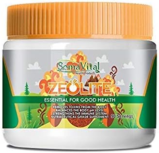 SomaVital Zeolite Powder Removes Toxins, Improves Immune System, Weight Loss Aid, Normalizes Blood Pressure. 100% Organic, Ultra Fine, Non-GMO, Gluten Free, Vegan, Odorless, Tasteless 90 Servings