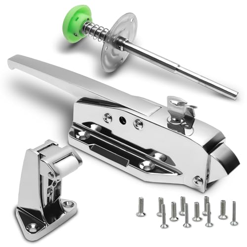 Preruner Walk in Cooler Door Handle, Walk in Cooler Door Closer Complete Latch Kit, Freezer Doors Handle (Metallic Silver (Luminous & 304 Stainless Steel Push Rod), 1/5 In-3/5 in(Offset))