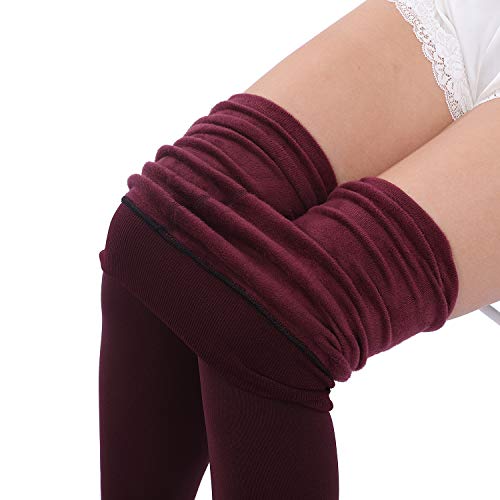 Image of CHRLEISURE Women's Fleece Lined Tights - Fake Sheer Warm Pantyhose Thick Winter Leggings