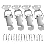 Mebamce 4 PCS Stainless Steel Spring Loaded Toggle Latches with Screws, Small Catch Clamp Clip Silver Tension Clasp for Toolbox Case Drawer Cabinet Closure Latch Lock (73 mm)