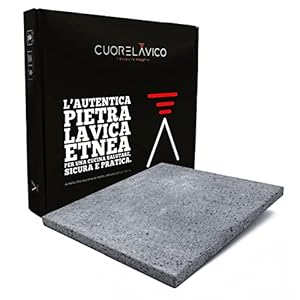 Cuore Lavico - Ensemble plaque réfractaire en pierre de lave de l’Etna pour pizza et pain, 39 x