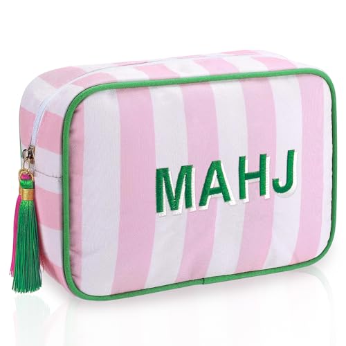 Bolsa para fichas Mahjong con diseño rosa y cremallera miniatura 1