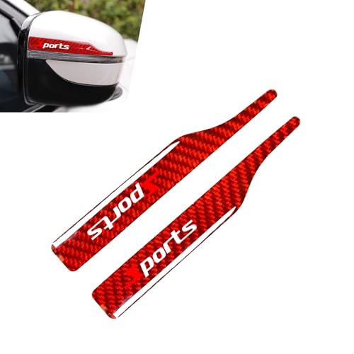 Hugwits 2 PCS Car Rearview Mirror Protective Film, 5.12" x 0.59" Carbon Fiber Knife-Shaped Sports Style Anti-Collision Strip, Universal Anti Scratch Rear View Mirror Trim for Most Cars (Red)