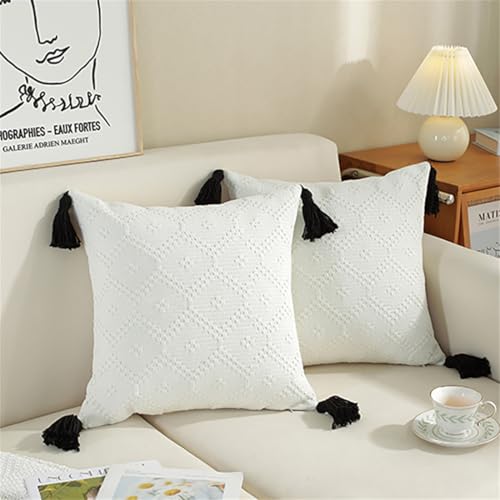 Fundas de cojín de algodón 45x45 texturizadas estilo bohemio para sofá 4