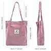 YDHfdc Tote Bag Femme en Velours Côtelé Sac Fourre Tout Femme Grande Capacité Sac Cabas Femme pour Un Usage Quotidien, École Travail Voyage (Rose) #1