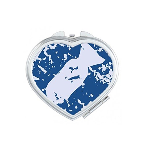 Miroir compact rond avec illustration créative de cœur bleu