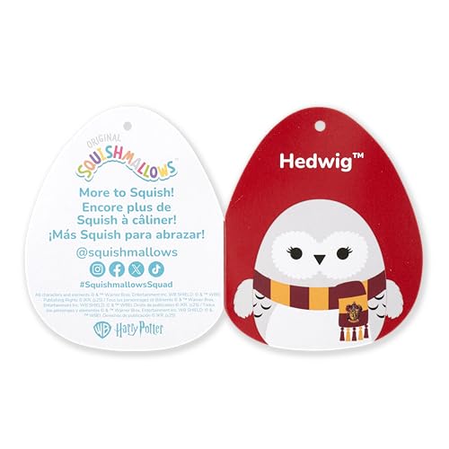 Squishmallows SQWB00466 - Harry Potter Hedwig mit Schal 25 cm, offizielles Jazwares Plüsch, superweiches Kuscheltier