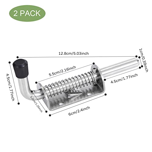 Federriegel Türriegel Riegel aus Edelstahl, 2 Stück Sicherheitstürriegel Türen Tore Riegelschloss für Badezimmer, Toilette, Schuppen, Schlafzimmer, Silber