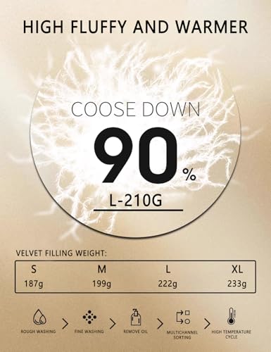 Image of Goose Down Jacket, Warm and Soft Goose Down Jackets Men,Waterproof Windproof Unisex Down Jacket