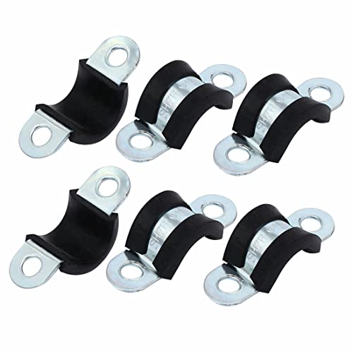 Tool parts M12 EPDM Rubber Lined U Shaped Pipe Tube Strap Clamps Clips Fasteners 6pcs