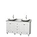 Wyndham Collection Acclaim 60" Double Bathroom Vanity in White, White Carrara Marble Countertop, Arista White Carrara Marble Sinks, and No Mirrors