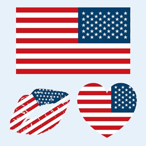 LOGNEW American Flag Tattoos, 10 Sheets America USA Temporary Face Stickers