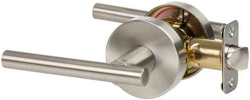 Designers Impressions Kain Design Contemporary Satin Nickel Privacy Euro Door Lever Hardware (Bed and Bath)
