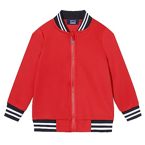 Image of LittleSpring Boys Girls Varsity Baseball Jacket Zip Up Bomber Jacket Thin 2-10Years