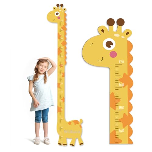Woodemon Personalized Name Growth Chart for Kids, Giraffe Height Chart for Boy Girls, Measuring Board for Kids Height, Patchwork Wooden Height Chart Measuring Board, Nursery Growth Chart Ruler