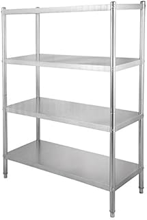BuoQua Stainless Steel Shelving Unit 47x18 Inch Storage 4Tier Layer Rack Heavy Duty Shelving for Restaurant Kitchen Space-Saving Storage Shelf Unit for Kitchen Commercial Office Garage