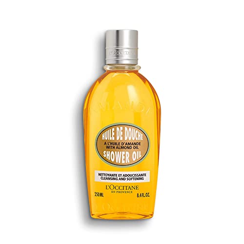 L'Occitane Cleansing & Softening Almond Shower Oil, 8.4 Fl Oz: Oil-to-Milky Lather, Softer Skin, Smooth Skin, Cleanse Without Drying, With Almond Oil