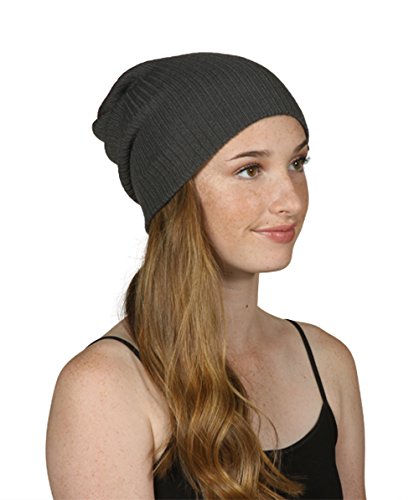 Gossip Girl Ribbed Beanie Slouchy Knit Hat Dark Gray #TOP29