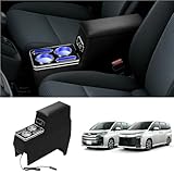 Auto Spec トヨタ 新型 ヴォクシー ノア 90系 専用 アームレスト コンソールボックス ハイブリッド車 車内収納ボックス ドリンクホルダー付き ブール LED点灯 Type-C QC3.0 USBポート付き ヒューズ線 小物入れ 肘掛け 収納 装着簡単 落下防止 大容量 カスタムパーツ アクセサリー