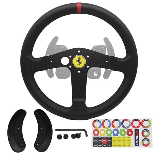 Replace 13 inch(33cm) lightweight Original Leather For THRUSTMASTER T300 Force Feedback Ferrari Integral ; Racing Wheel For TS-PC Racer Servo Base Open Wheel (For T300 Ferrari/TS-PC Racer)