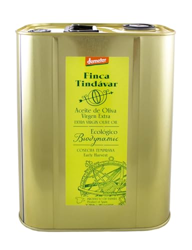 Finca Tindávar | Aceite de Oliva Virgen Extra Ecológico y Biodinámico Variedad Picual - Lata 3L