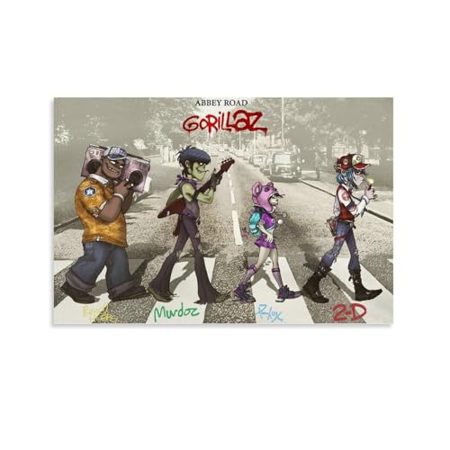 Gorillaz Poster Vintage Groupe Virtuel Musique Couverture pour chambre, Art mural esthétique sur toile, Décoration de chambre à coucher Poster 30 x 45 cm