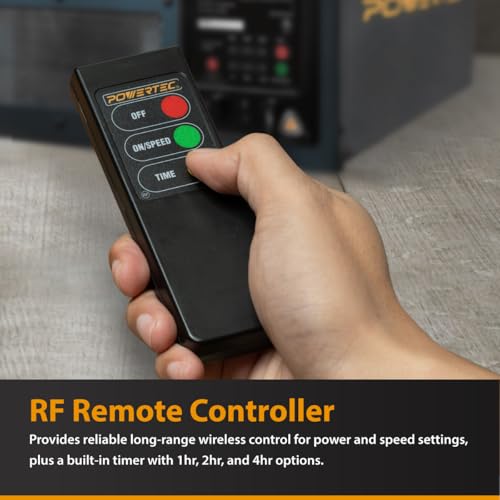 Image of POWERTEC AF4001E 3-Speed RF Remote Controlled Air Filtration System Woodworking (300 /350 /400 CFM), Hanging Air Filter for Dust Collector & Workshop, Air Purifier for Garage