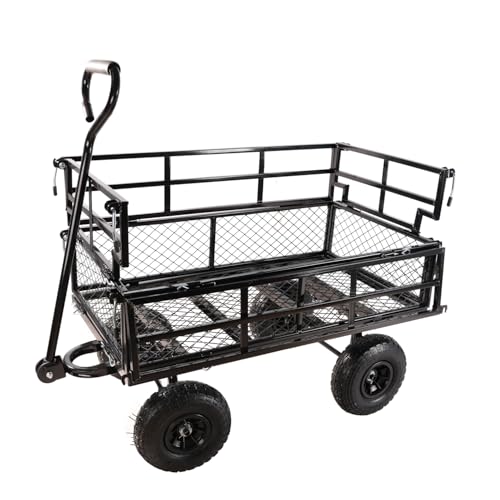 Dawn (Black Double Fence Utility cart) Wagon Cart Garden cart Trucks Make it Easier to Transport firewood