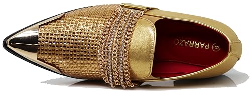 Image of Enzo Romeo Crisino Men Rhinestone Chrome Toe Suede Pointy Buckle Dress Loafer Slip On Shoes